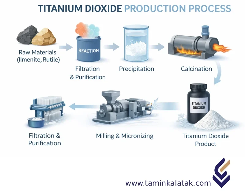 فرآیند تولید تیتانیوم دی اکسید فرآیند تولید تیتانیوم دی اکسید